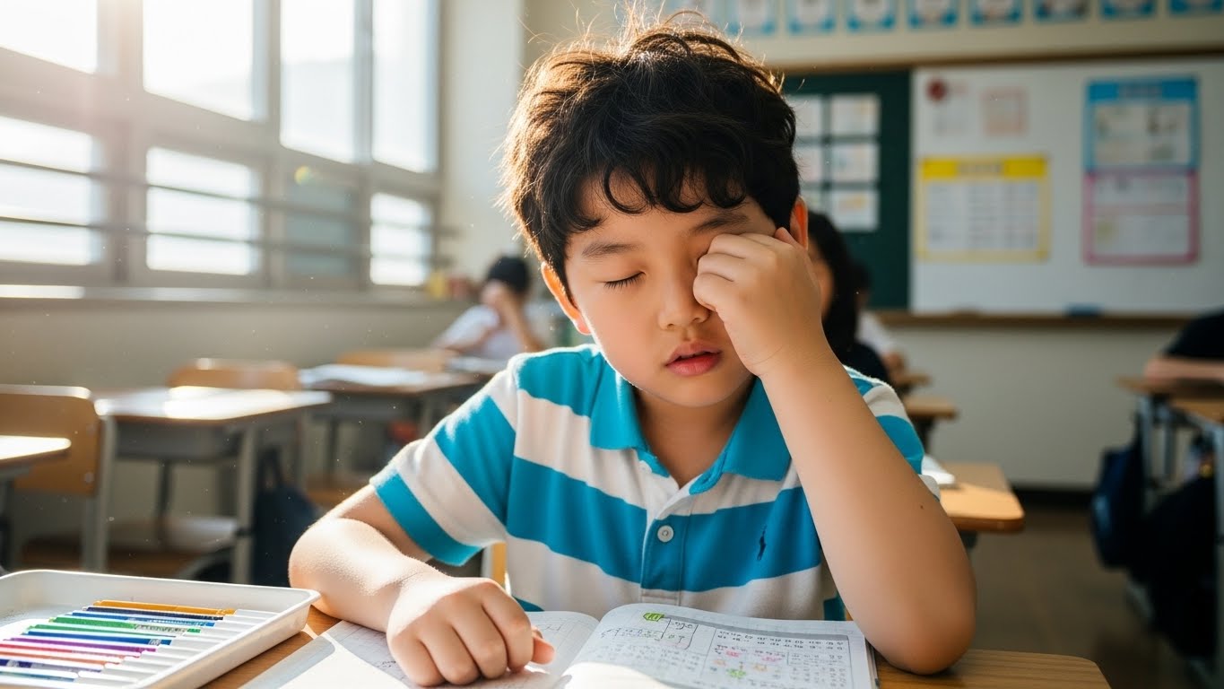 눈을 자주 비비는 아이의 안검염 및 다래끼 증상을 확인하는 보호자